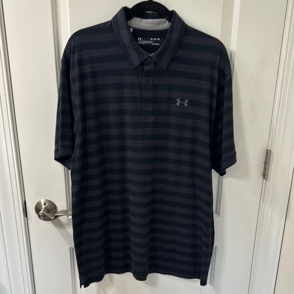 Under Armour Men's Charcoal and Black Polo